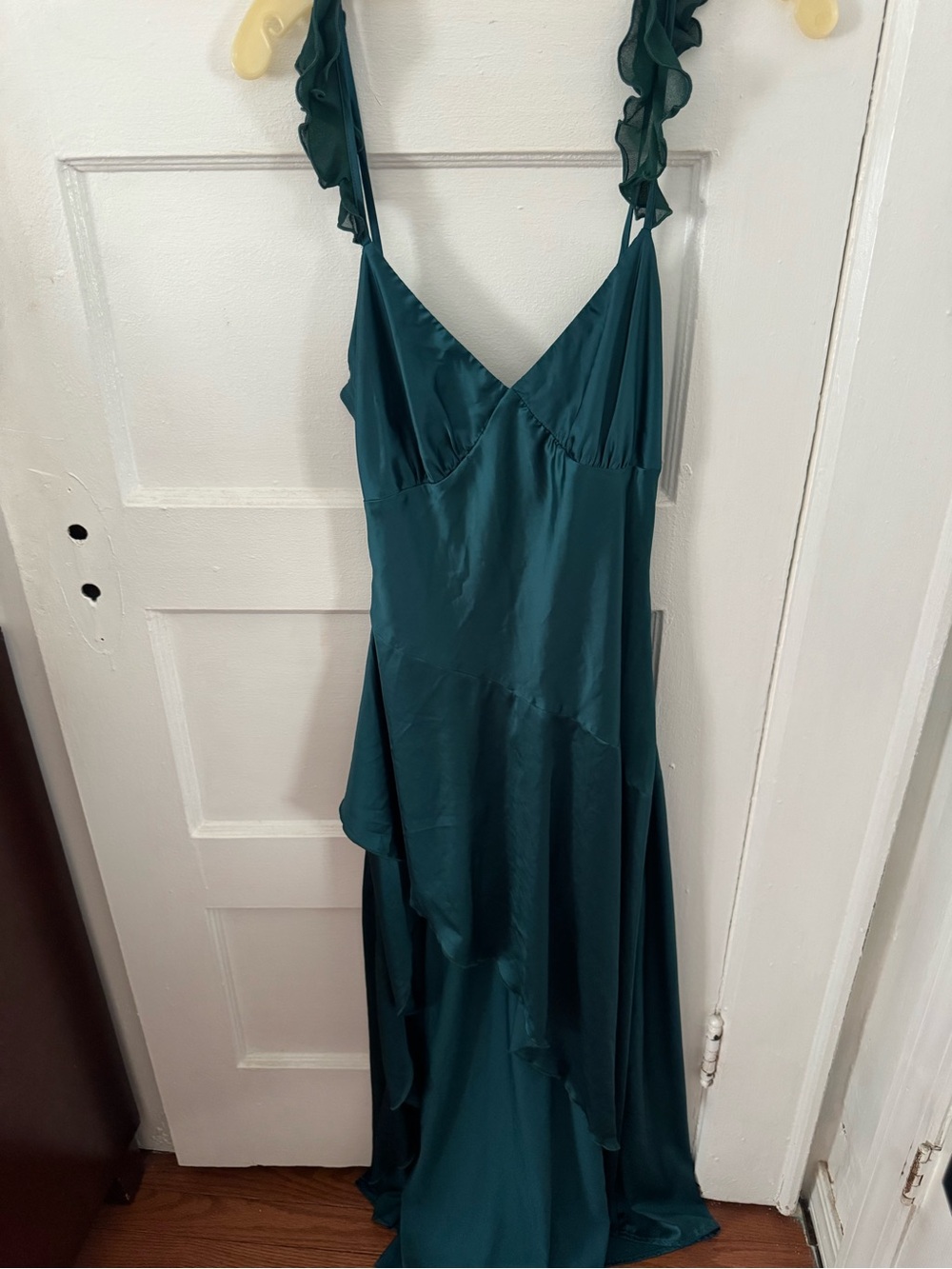 Beginning Boutique Teal Ruffle-Strap Maxi Dress